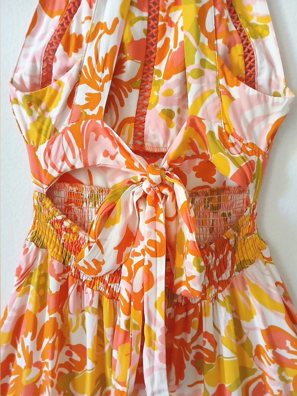 ABEL THE LABEL Floral Maxi Halter SUMMER Open Back Resort Dress Women's Size XS - Picture 5 of 11